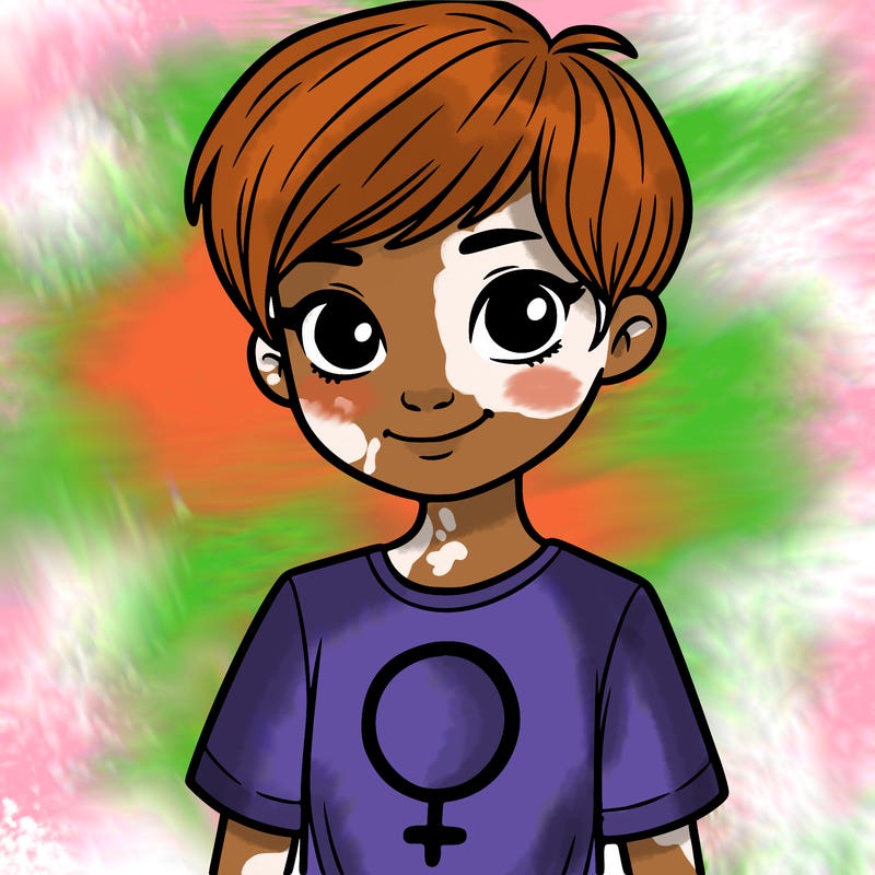 girl with pixie cut and feminist shirt