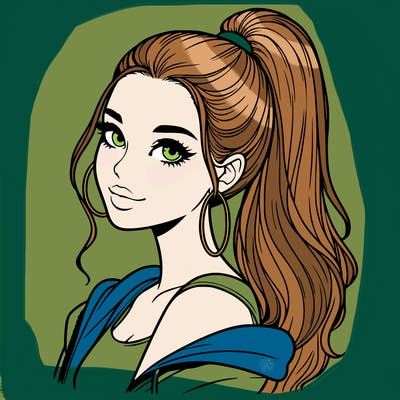 realistic girl with a high ponytail