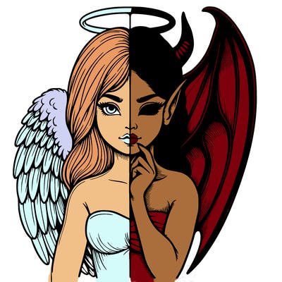 realistic angel half demon