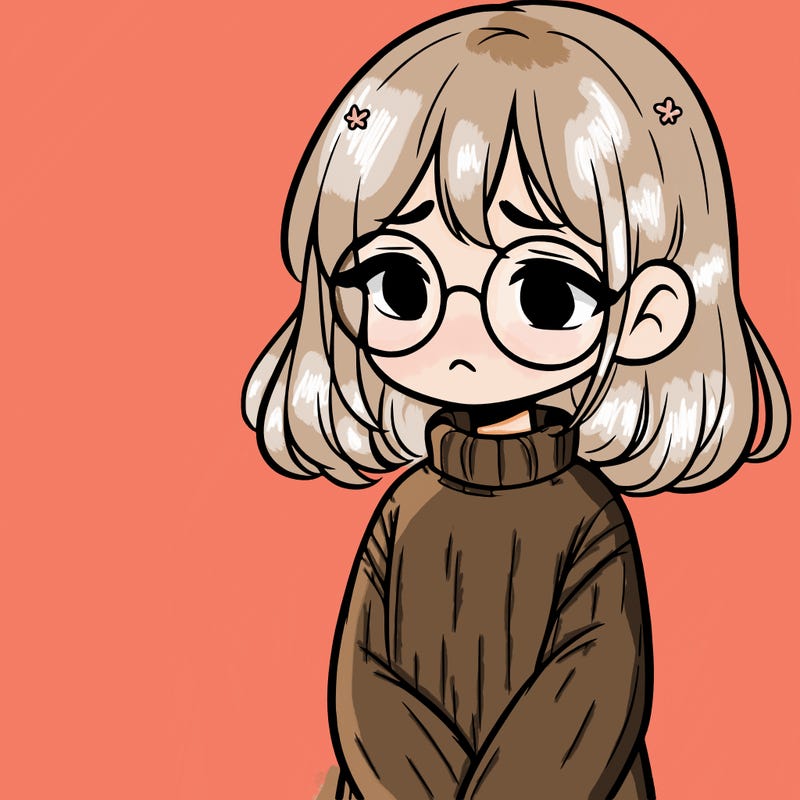 sad girl with glasses in a sweater