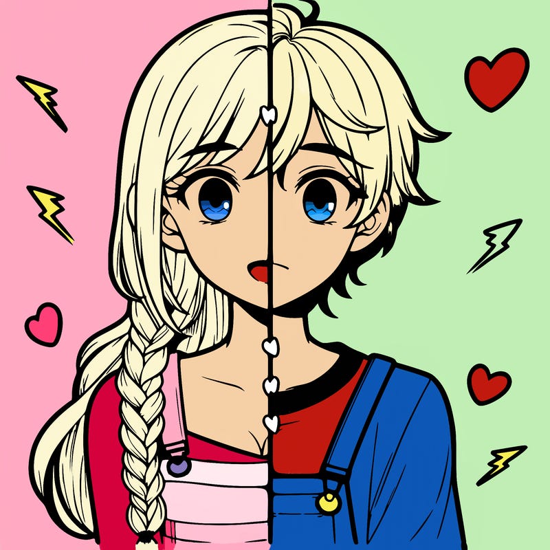 realistic girl boy split