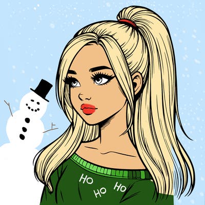 realistic girl with a high ponytail