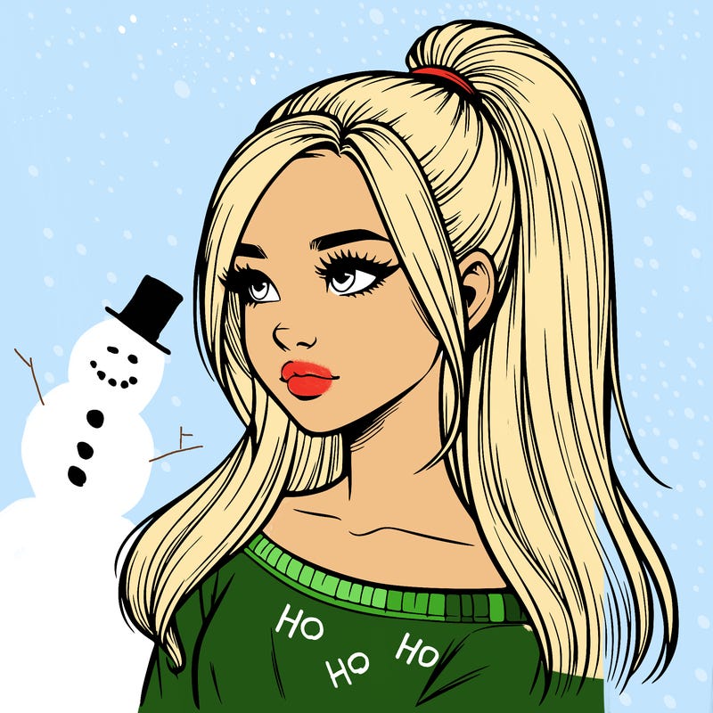 realistic girl with a high ponytail
