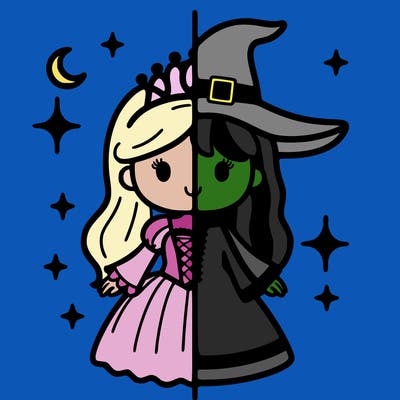 split princess and witch