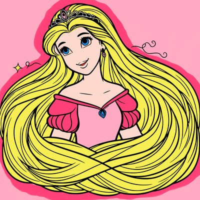 a princess with infinite long hair realistic