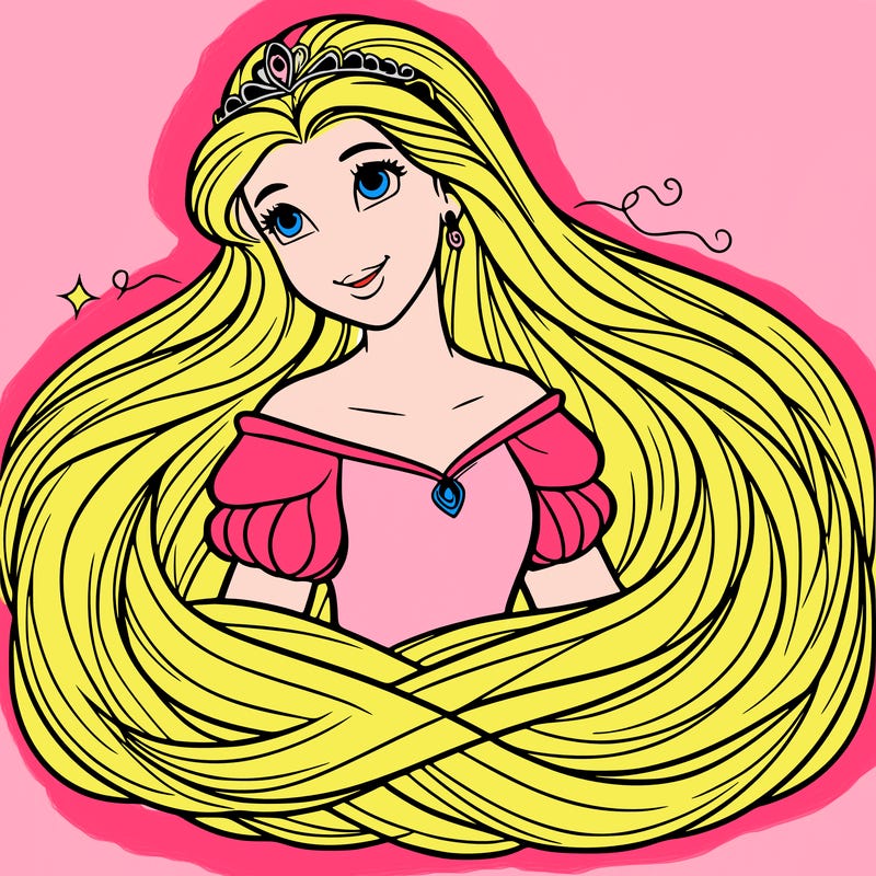 a princess with infinite long hair realistic