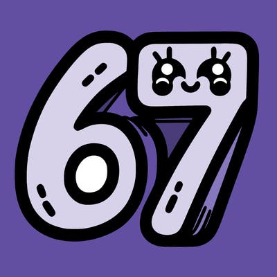 the numbers 67
