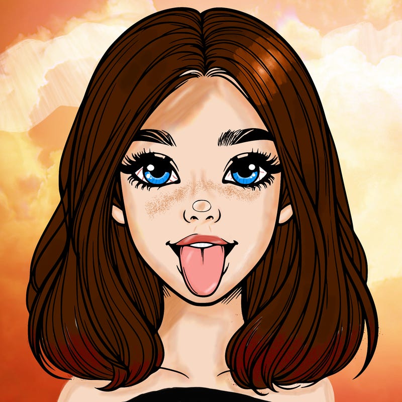 realistic girl with her tongue out