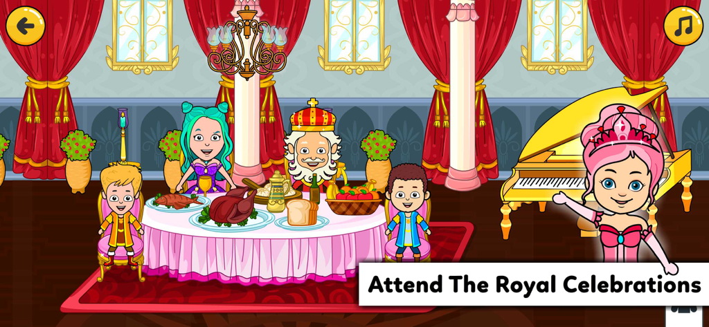 Tizi Town - Dream Castle House - Characters attending a royal celebration banquet in a dream castle