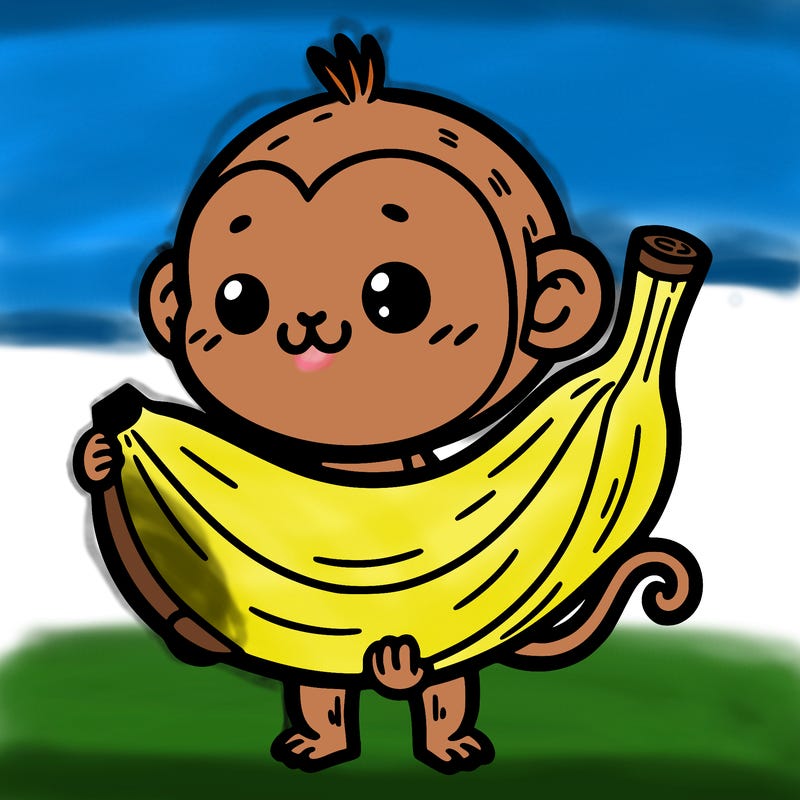 a banana holding a monkey