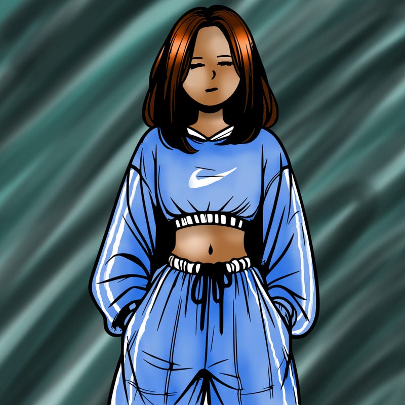 realistic girl faceless with baggy pants and a crop top