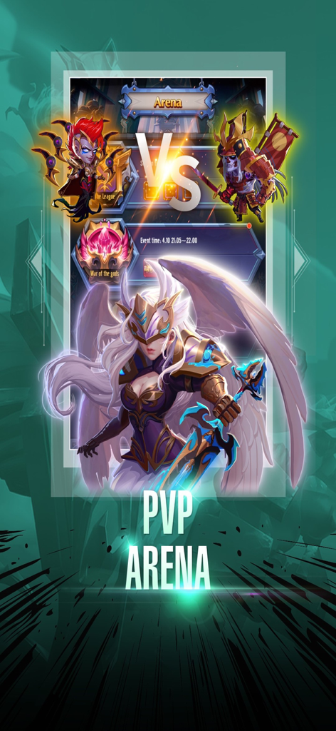 Siberium - Siberium mobile game PVP Arena screen showing anime style heroes ready for battle.