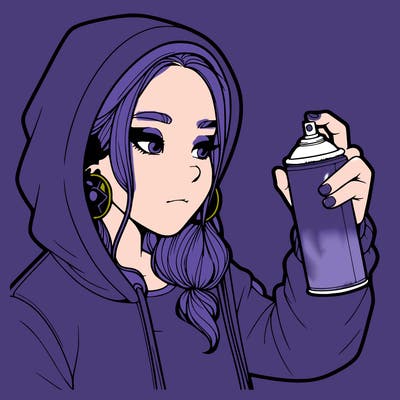 a realistic girl, spray painting