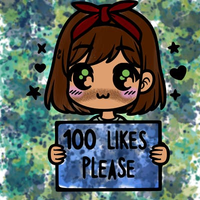 girl holding sign saying 100 likes please