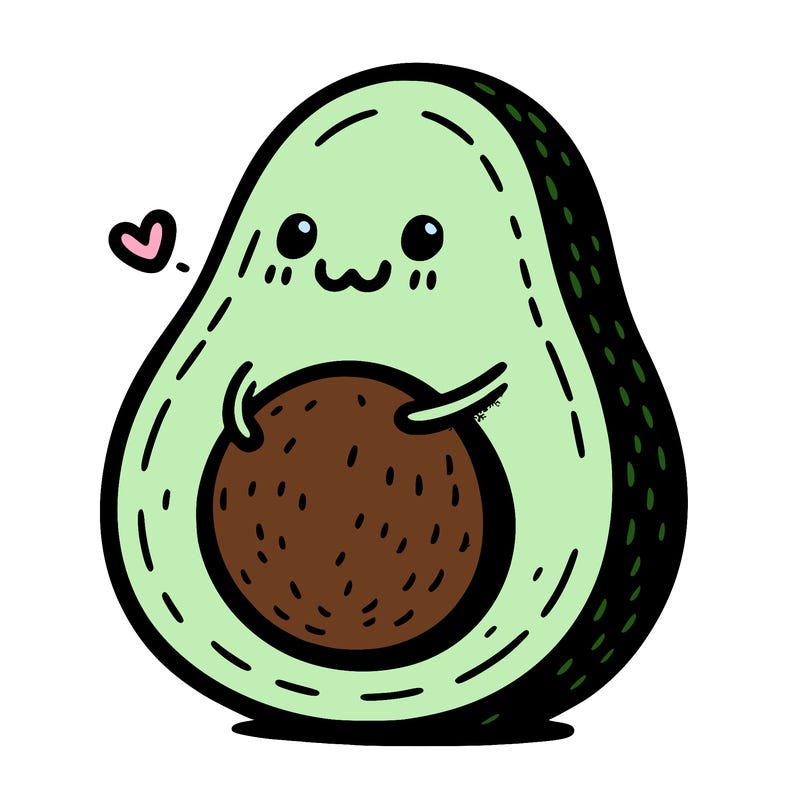 an avocado hugging an avocado