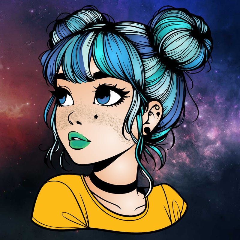 realistic girl with spacebuns