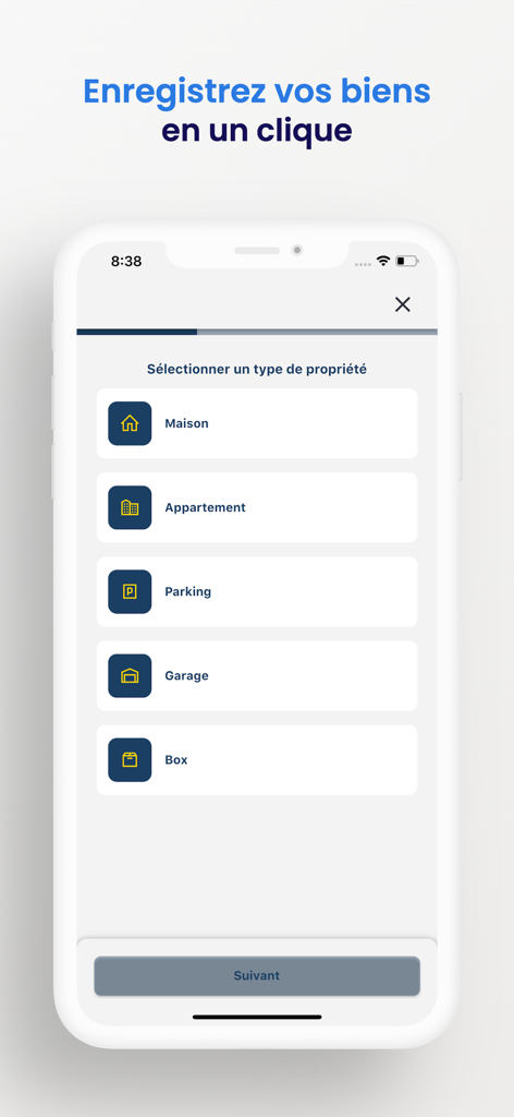 EQ: Rent Receipt & Management - Mobile app screen showing property type selection options for landlords including house apartment and parking