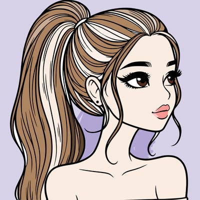 a beautiful and realistic girl with a high pony tail