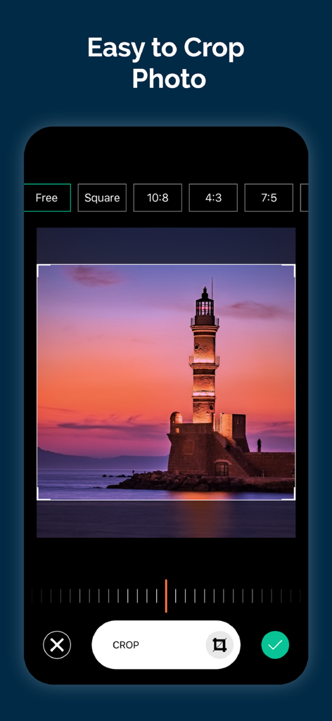 Photo cropping interface in Background Erase.r app with multiple aspect ratio options like square and 4:3