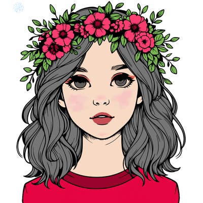 realistic girl with flower crown