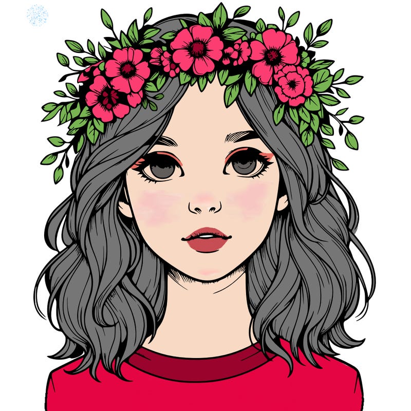 realistic girl with flower crown