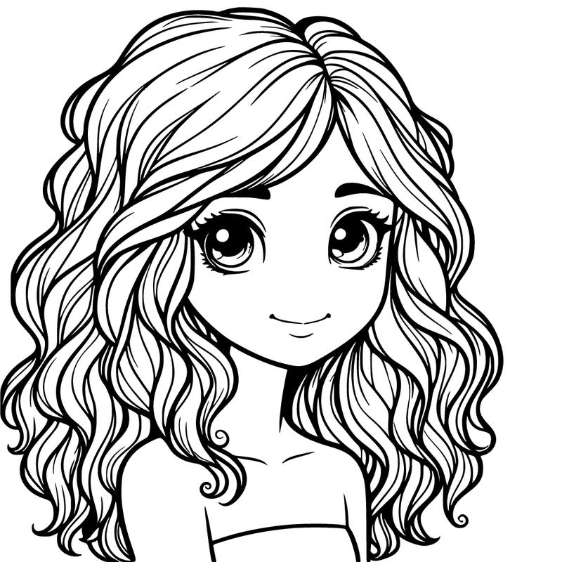 realistic girl with wavy hair