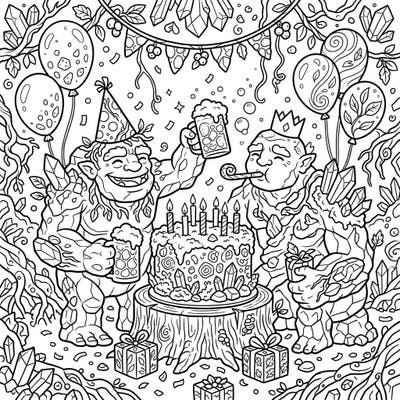 Dive into a joyous celebration with our Earth Trolls Birthday Party coloring page! Bring this whimsical scene to life with your favorite colors, featuring festive trolls, cake, and plenty of party spirit.