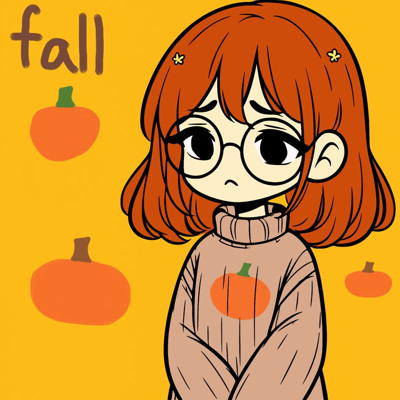 sad girl with glasses in a sweater