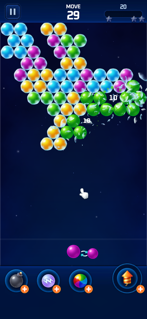 Bubble Star Plus : BubblePop! - Gameplay of Bubble Star Plus showing colorful bubbles being popped