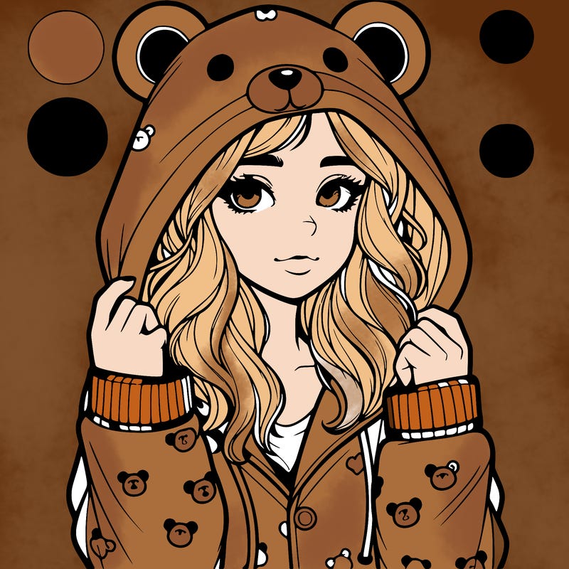 realistic girl in a animal pjs hoodie