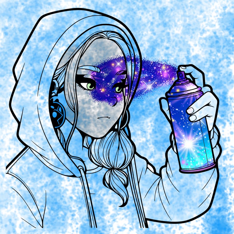 a realistic girl, spray painting