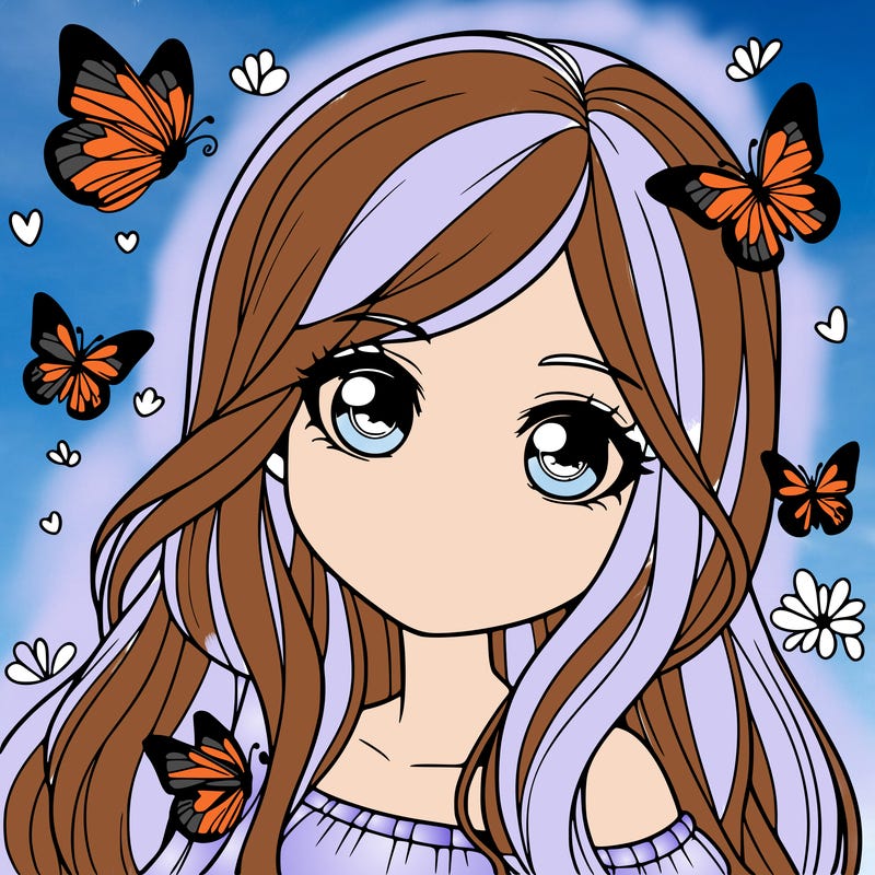 realistic girl with butterflies around her