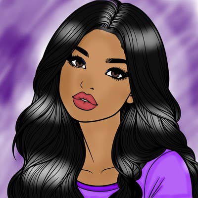 realistic girl with hair on her hair and lips