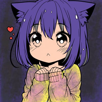 shy anime catgirl