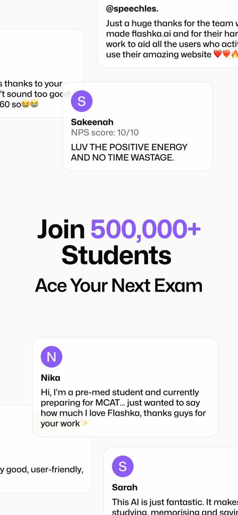 Flashka - AI Flashcards Maker - Reseñas y testimonios de estudiantes que usan Flashka AI para aprobar sus exámenes y estudiar de manera más eficiente