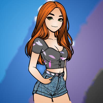 realistic girl in a short top