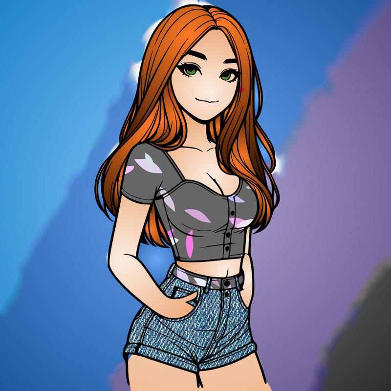 realistic girl in a short top