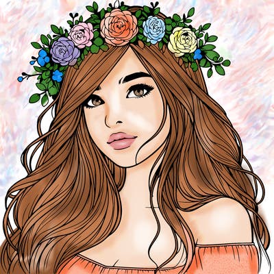 realistic girl with flower crown