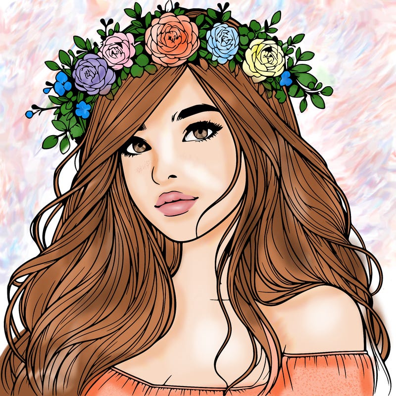 realistic girl with flower crown