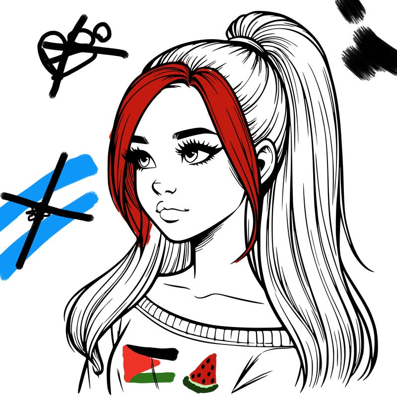 realistic girl with a high ponytail