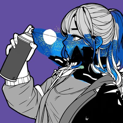 a realistic girl spray, painting