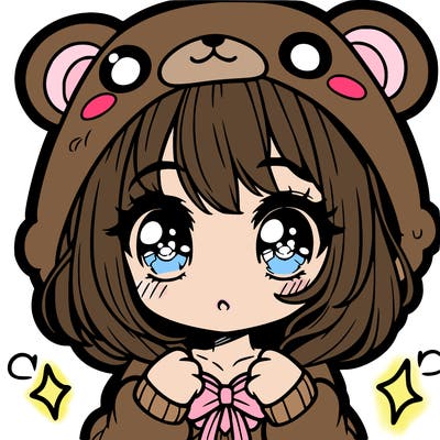 cute girl with a bear costume anime