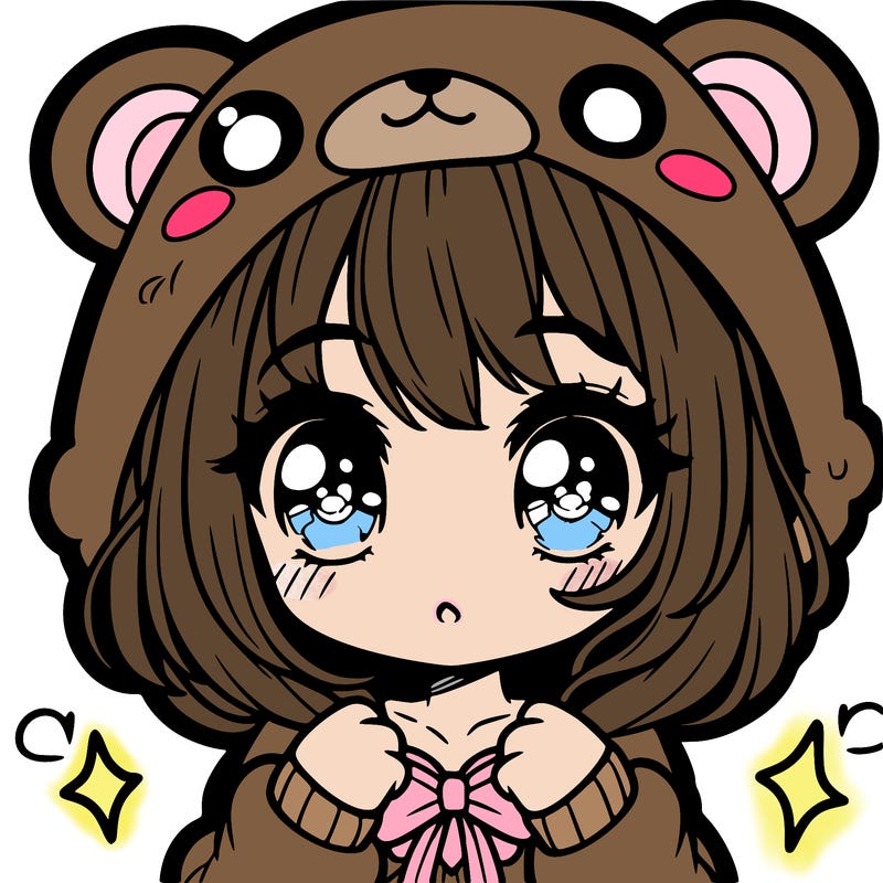 cute girl with a bear costume anime