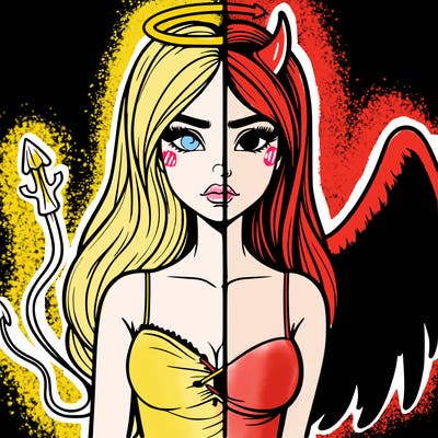 devil vs angel realistic girl