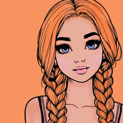 realistic girl with braids