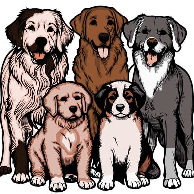 a group of dogs realistic