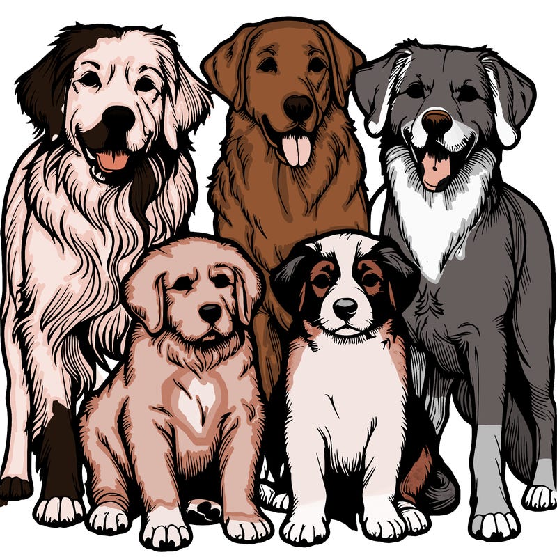 a group of dogs realistic
