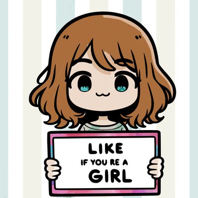 a cute girl holding a sign that says like if you’re a girl