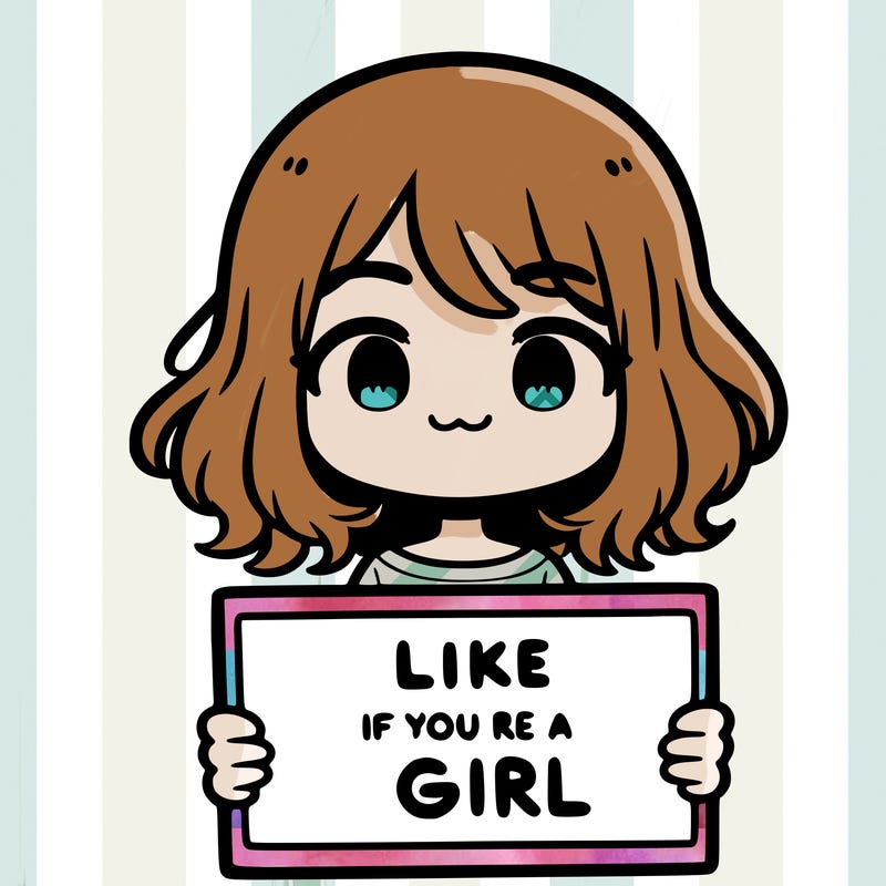 a cute girl holding a sign that says like if you’re a girl
