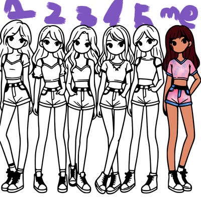 a group of girls wearing crop tops and shorts